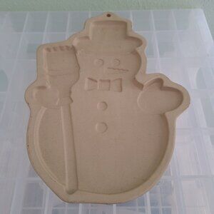 VINTAGE 1994 SUPERSTONE SNOWMAN STONEWARE COOKIE MOLD BY SASSAFRAS
